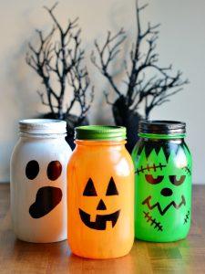 Lighted Halloween Mason Jars Craft Decoration