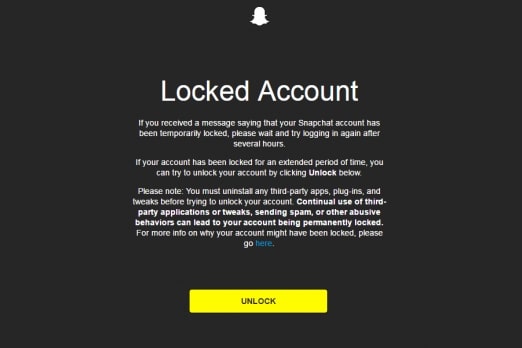 snapchat hesabim kilitlendi