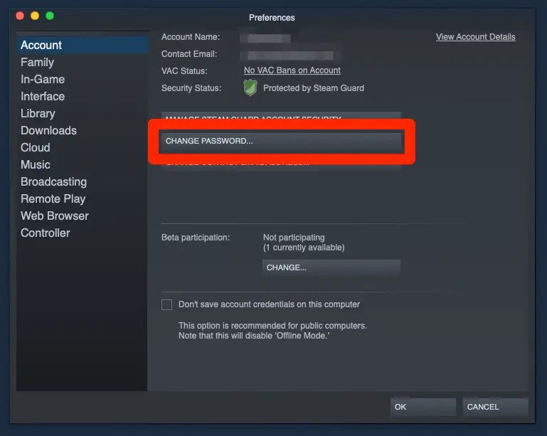 Steam sifremi nasil degistirebilirim