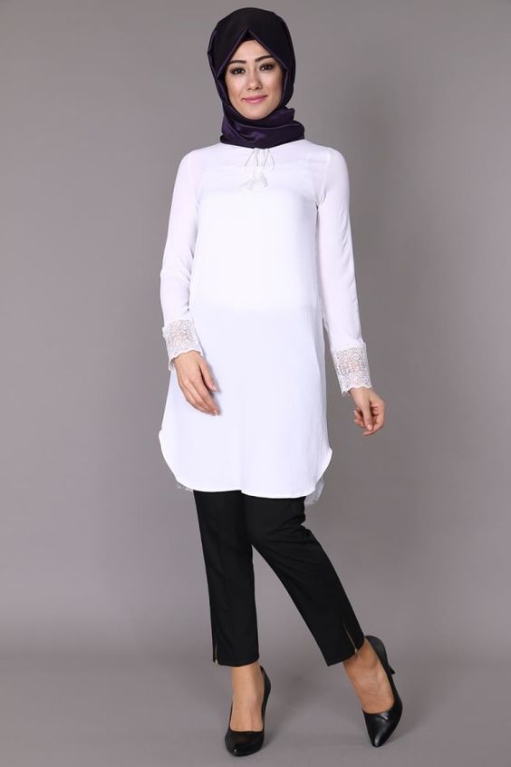 dantelli beyaz tunik modelleri